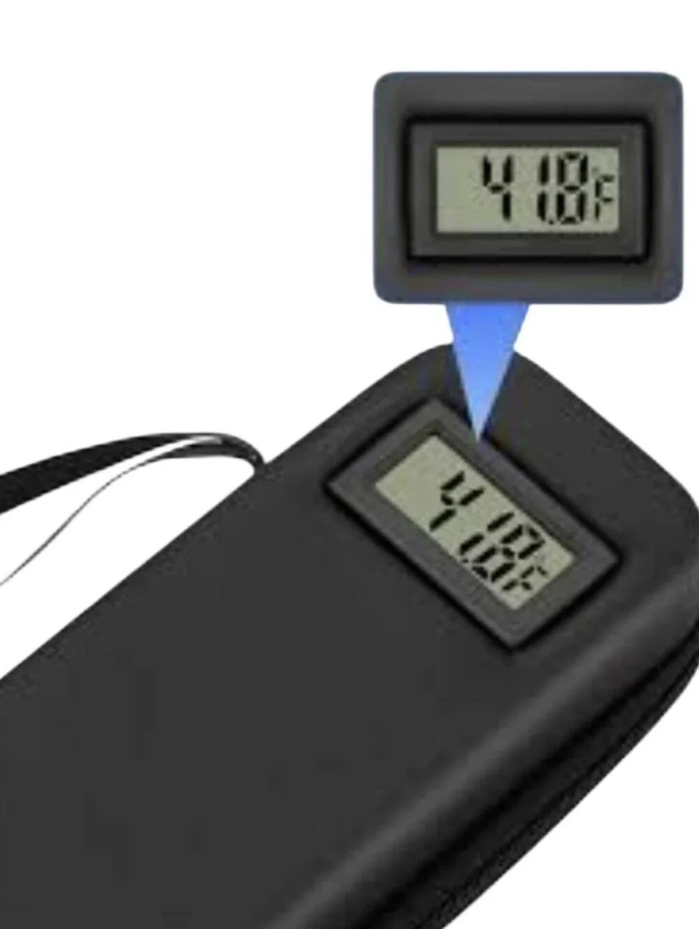 Black Hard Shell Electronics Travel Case with Built-In Thermometer